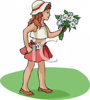 A Girl Holding A Flower Clipart.