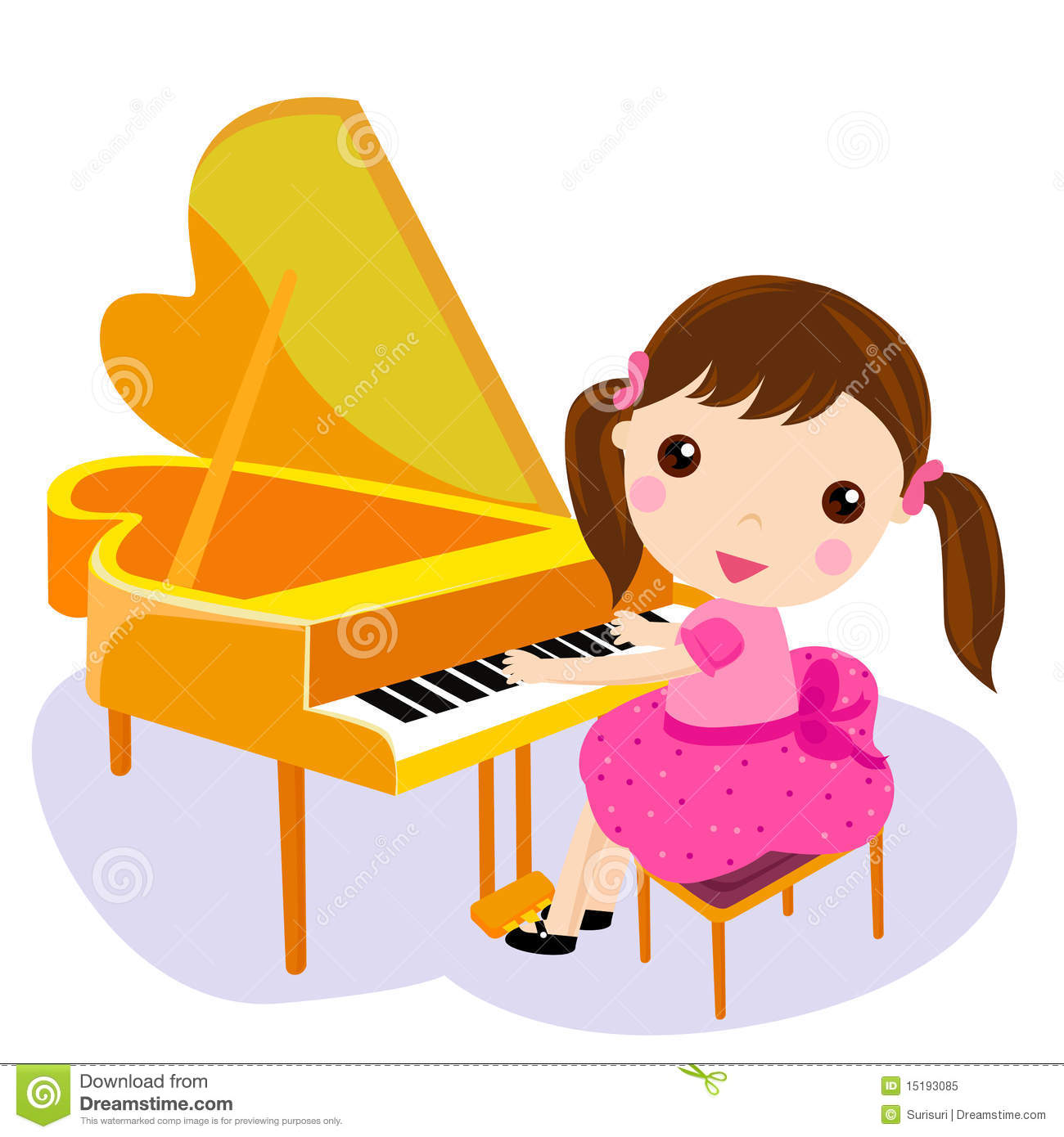 Child playing piano clipart.