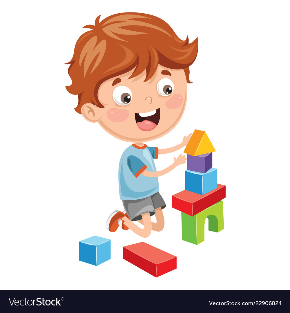Of kid playing with building b.