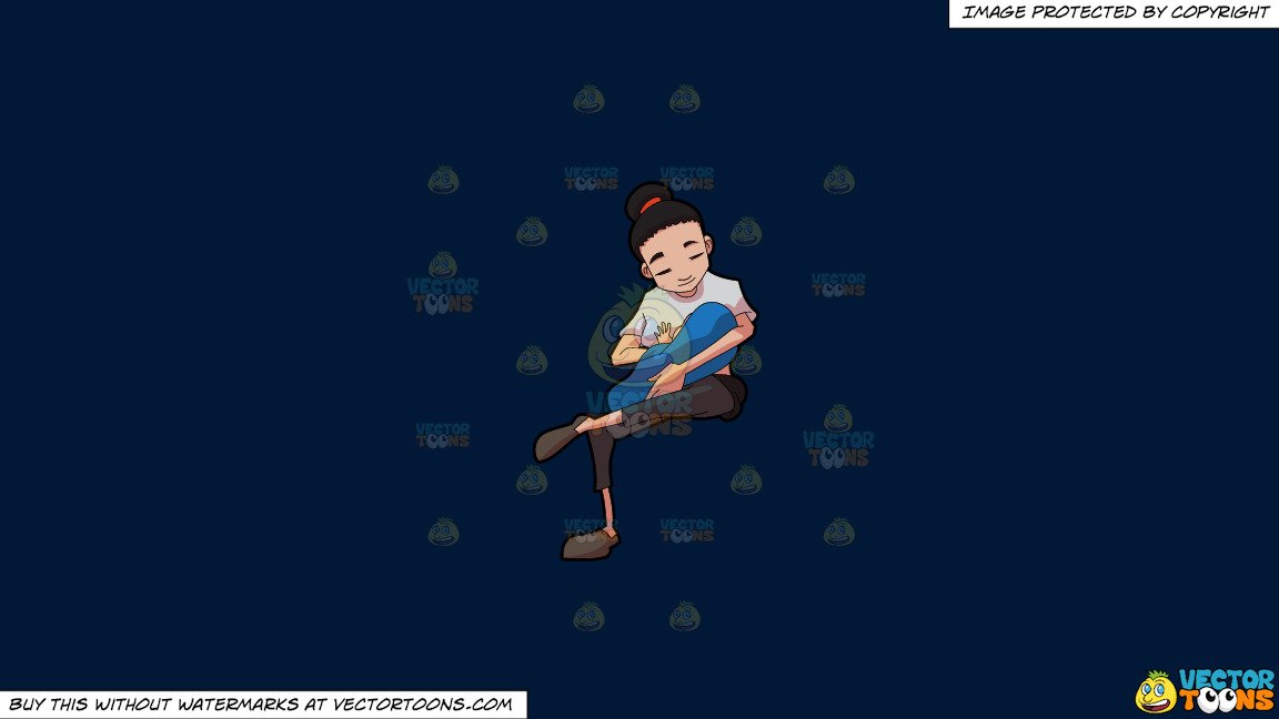 Clipart: A Mother Takes A Break To Breastfeed Her Child on a Solid Dark  Blue 011936 Background.
