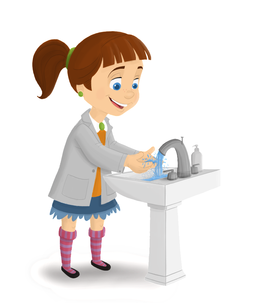 Child washing hands clipart.