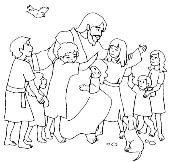 Jesus Loves Children Black And White Clipart.