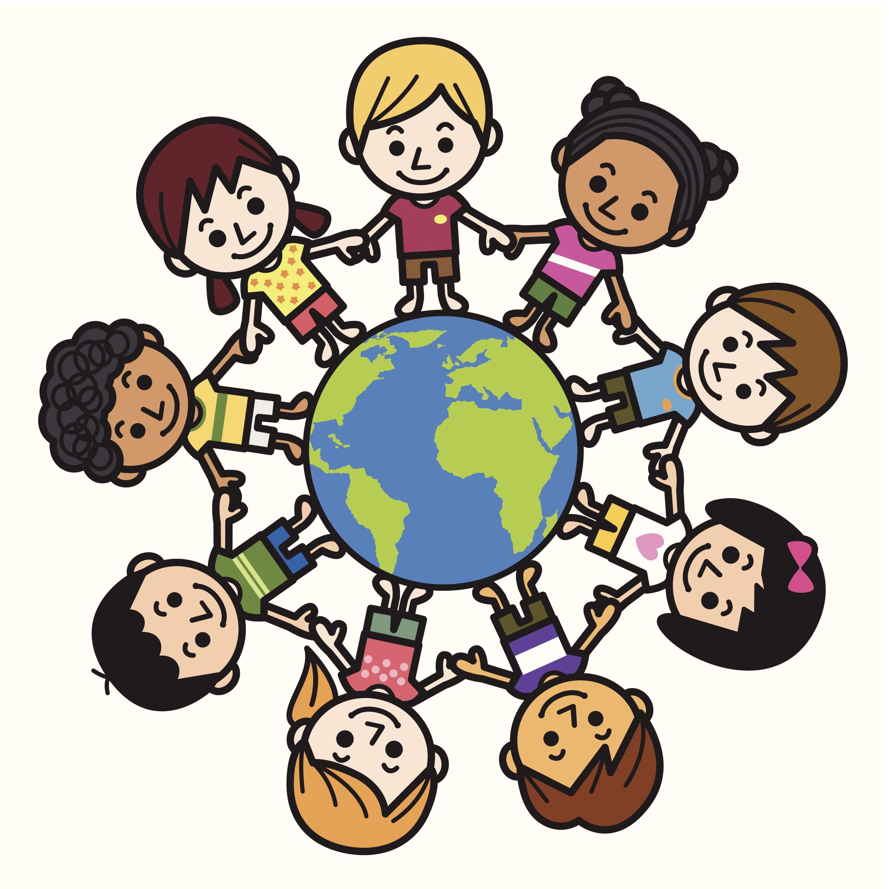 Happy Smiling Multicultural Kids Around The World Clipart.