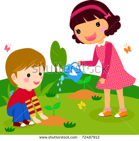 Kids Planting Tree Stock Images, Royalty.