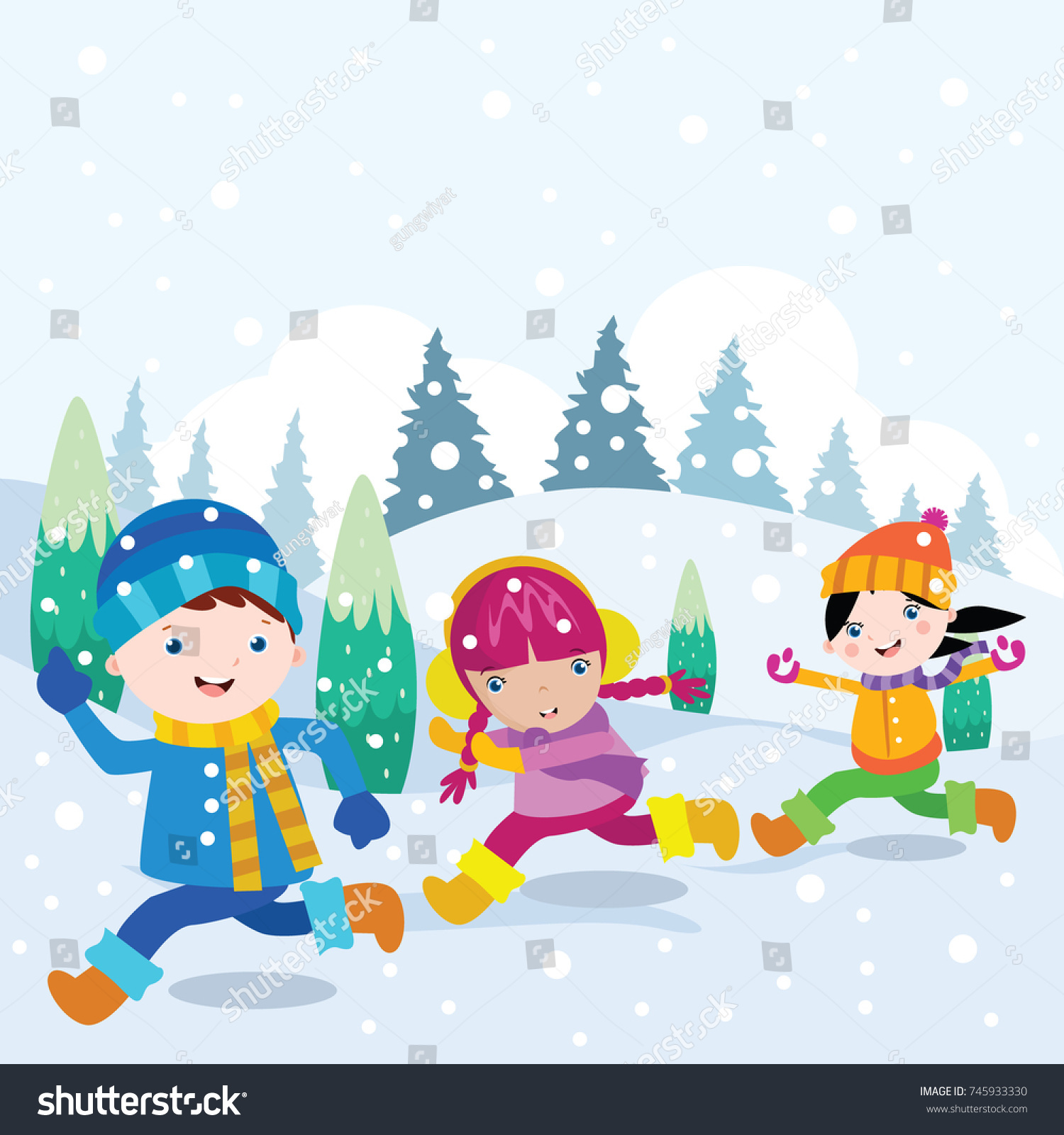 Playing In The Snow Clipart.