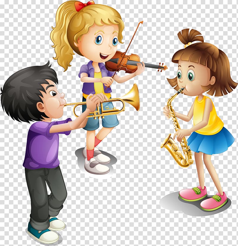 Children playing instruments illustration, Musical instrument Violin.
