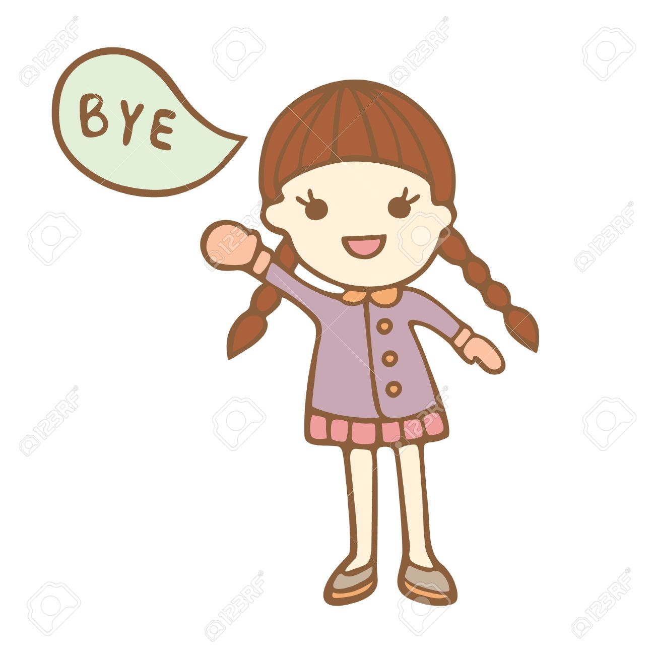 Girl Saying Goodbye Clipart.