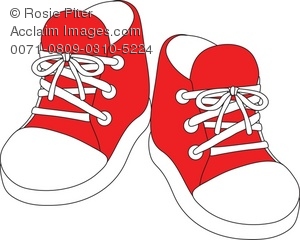 Royalty Free Clipart Illustration of a Pair of Red Baby Sneakers.