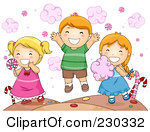 Clipart of a Sign with Colorful Sweets and Candy on Pink Grunge.