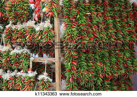 Stock Photo of Fresh chile ristras k11343363.