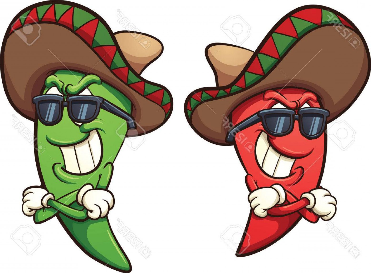 Photostock Vector Mexican Red And Green Chili Peppers Vector Clip.