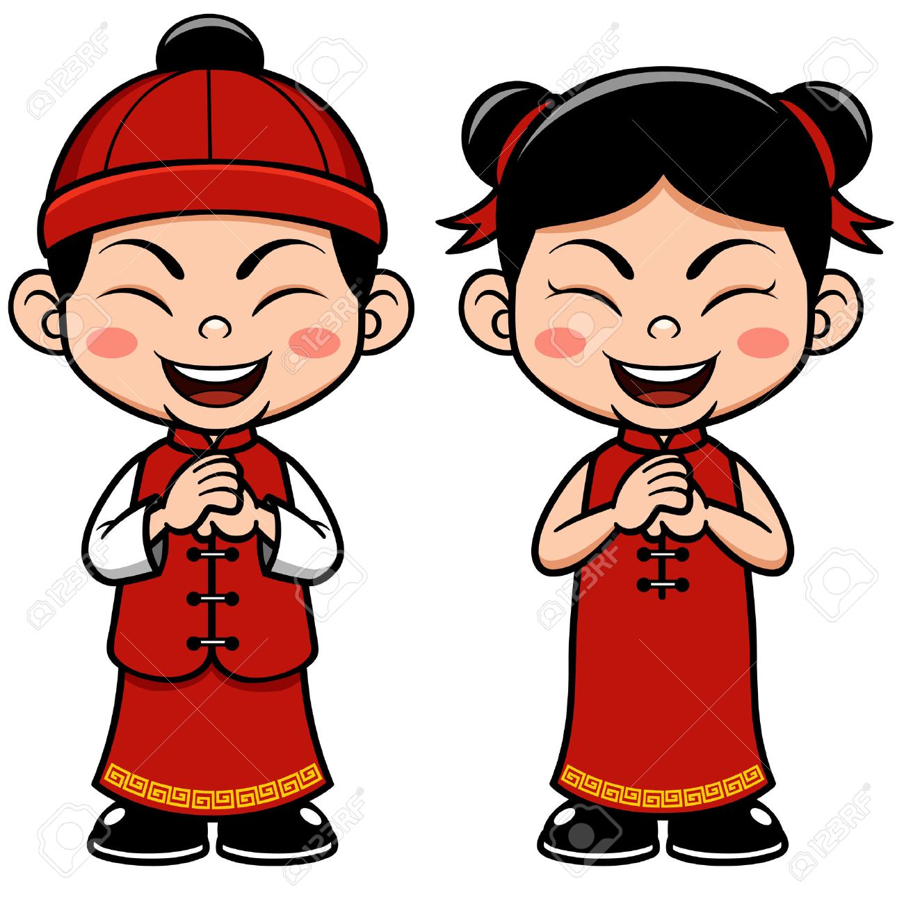 Vector illustration Chinese Kids.