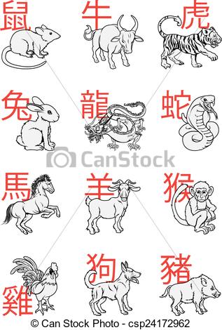 Chinese New Year Zodiac Clipart.