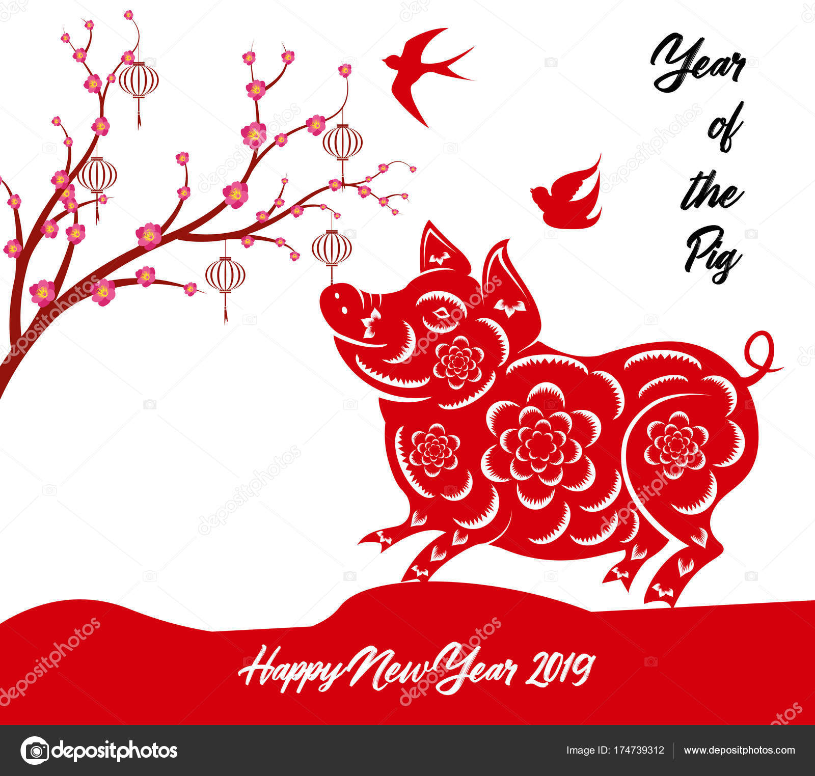 Chinese New Year Pig Borders Clipart & Clip Art Images #11338.