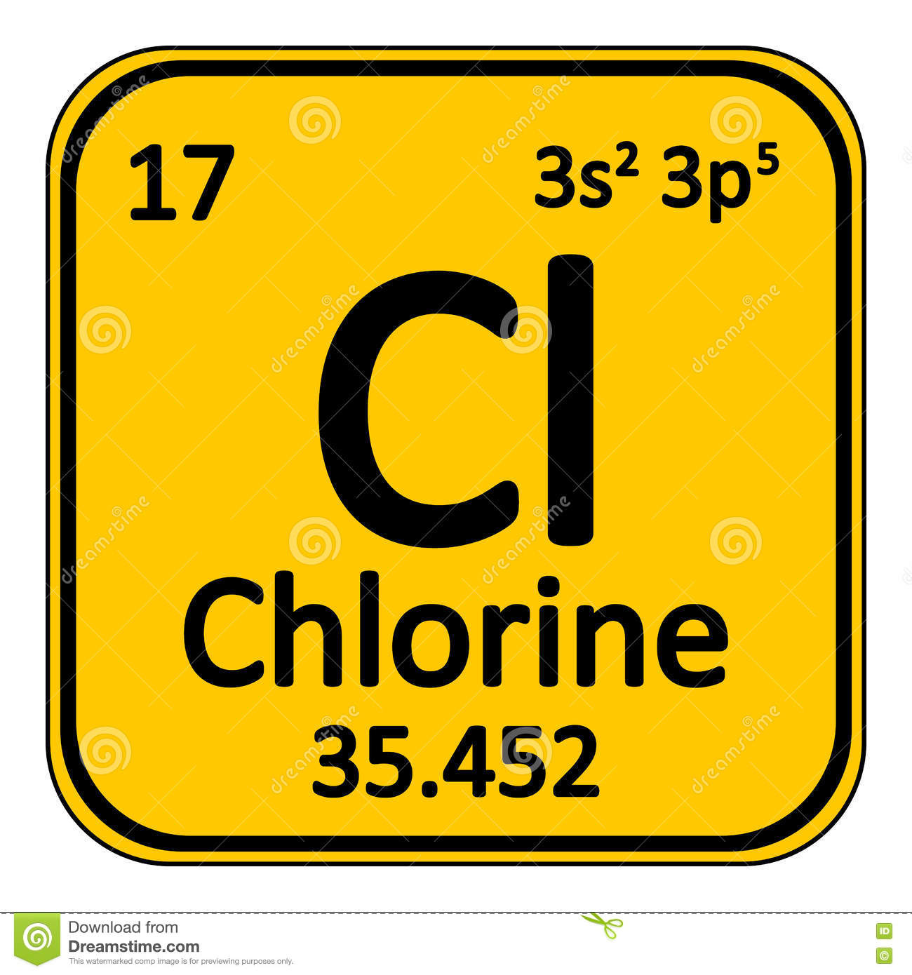 Periodic Table Element Chlorine Icon. Stock Illustration.