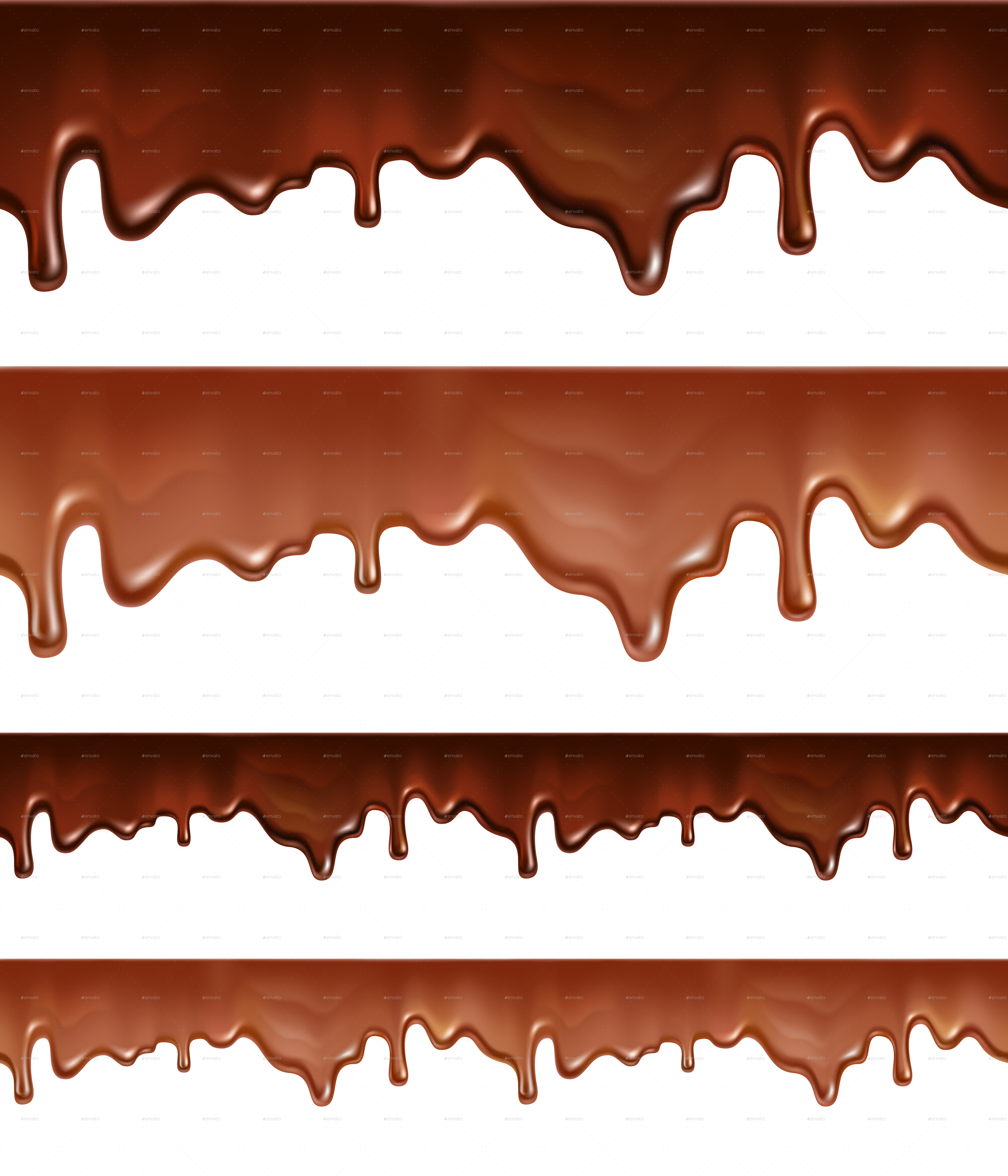 Melted Chocolate Dripping on White Background.