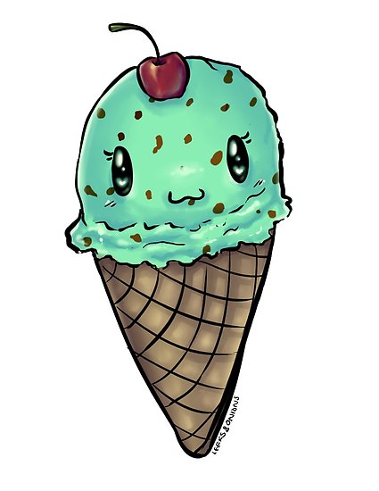 \'Chibi Mint Chocolate Chip Ice Cream Cone\' Poster by leeksandonions.