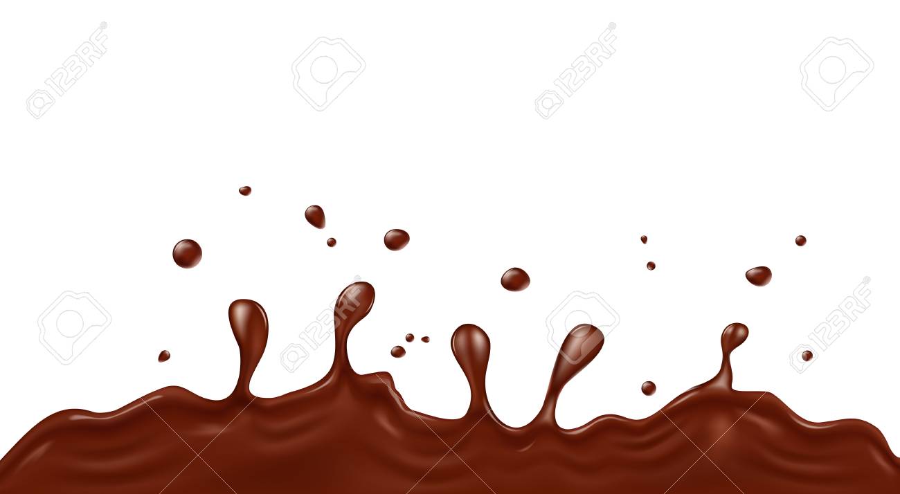 Hot chocolate splash on white background photo realistic vector.