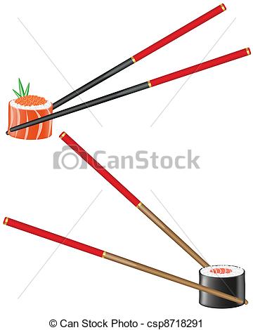 Vector Clip Art of sushi and chopsticks vector illustration.