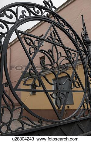 Stock Photo of Wrought iron gate at Grand Choral Synagogue, St.