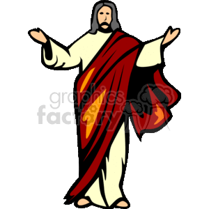 Jesus Christ with his arms raised clipart. Royalty.