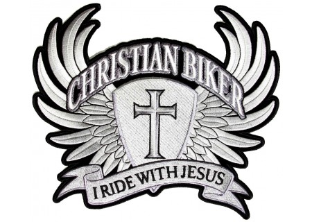 Christian Biker, I Ride With Jesus, Large Back Patch.