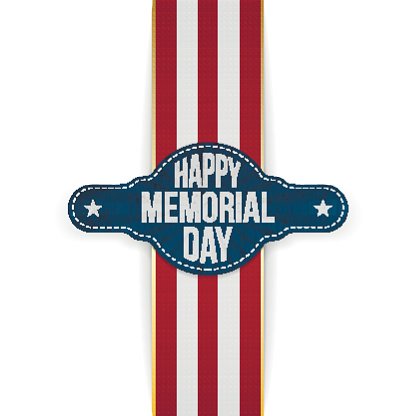 Happy Memorial Day festive Banner and Ribbon Clipart Image.