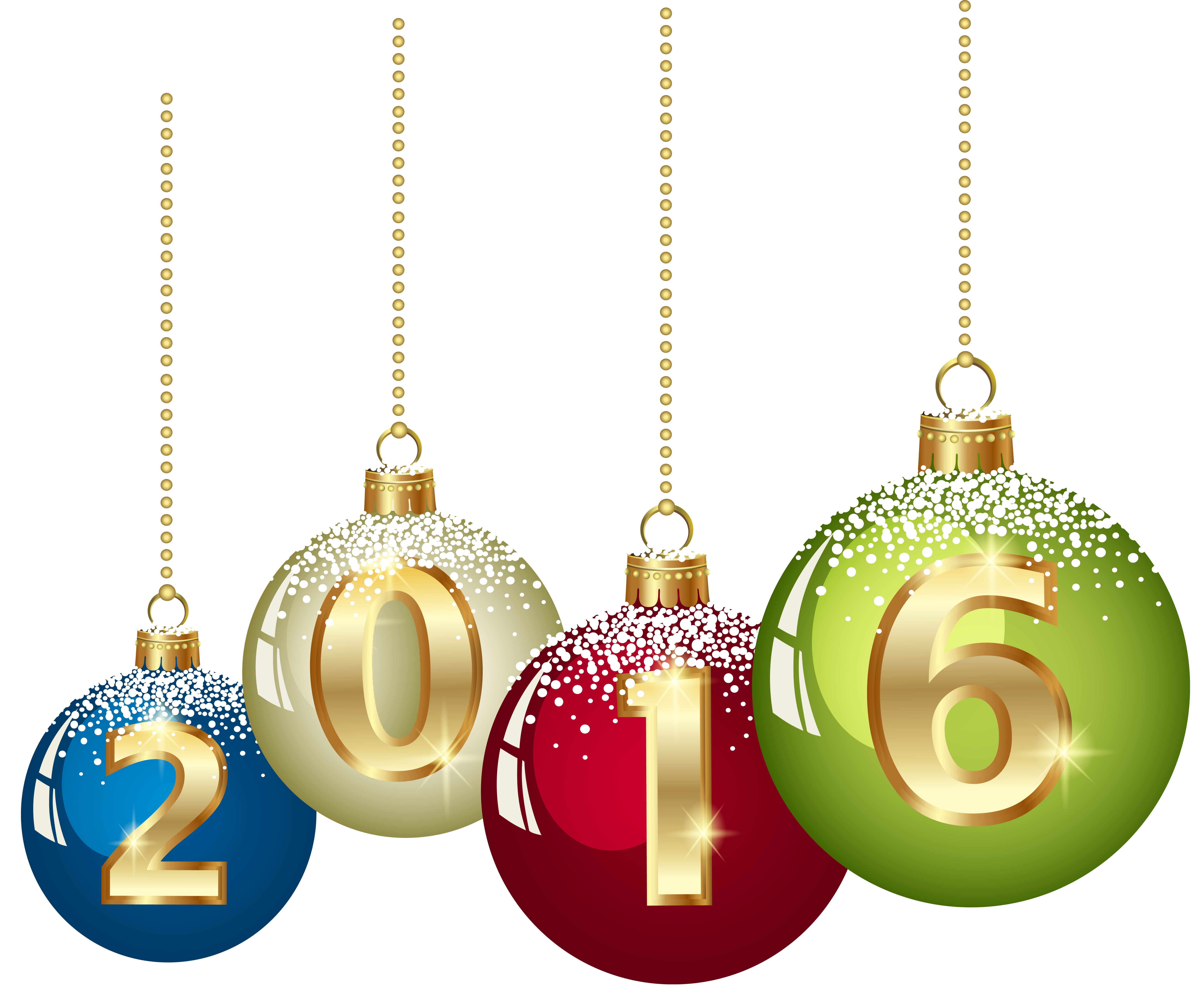 2016 Christmas Balls PNG Clipart Image.