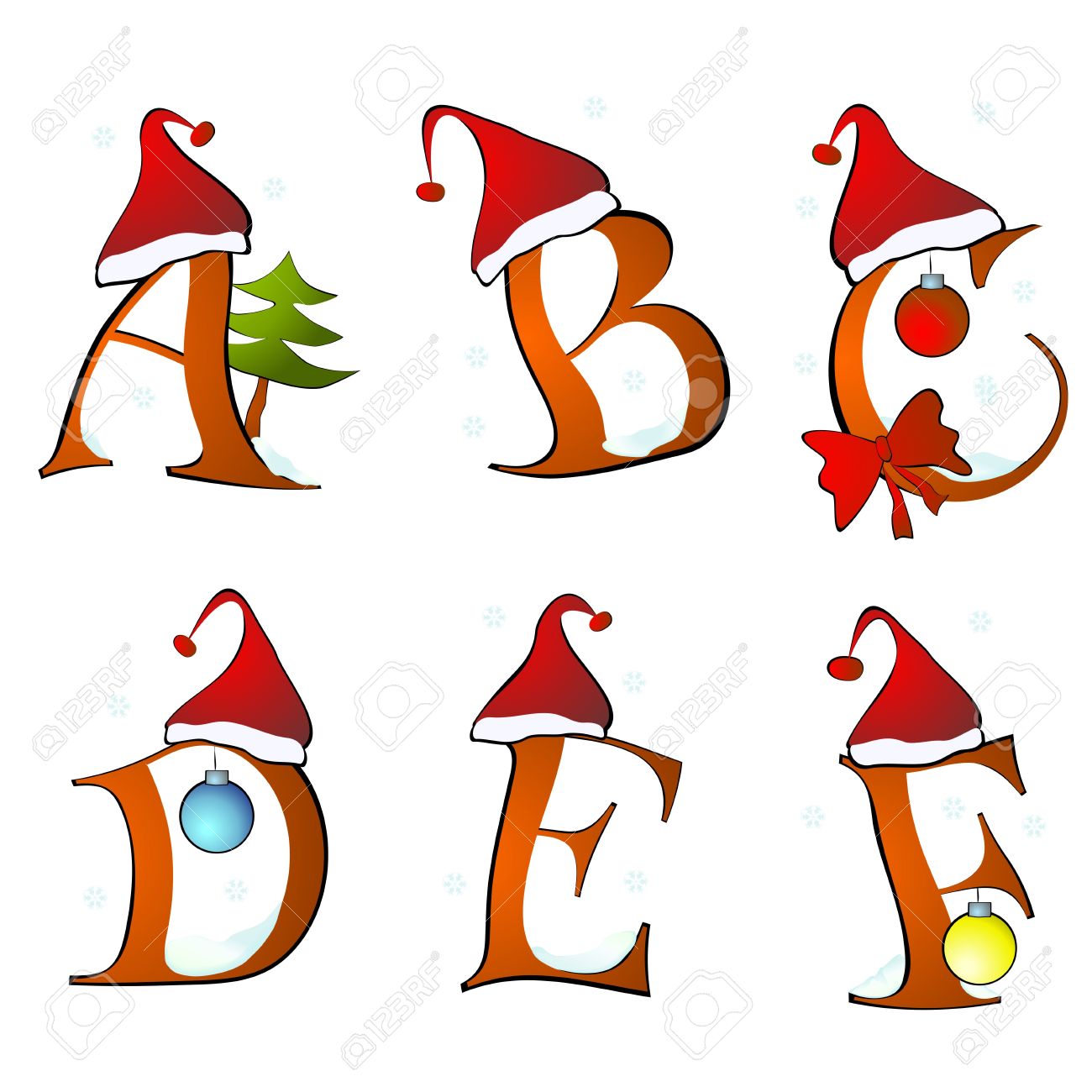 Christmas Alphabet Set Letters Winter A.
