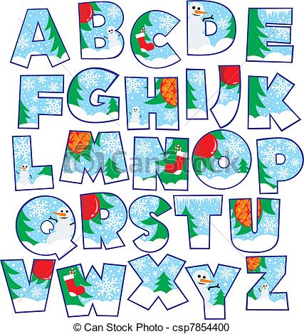 Christmas Alphabet Clipart Letters.