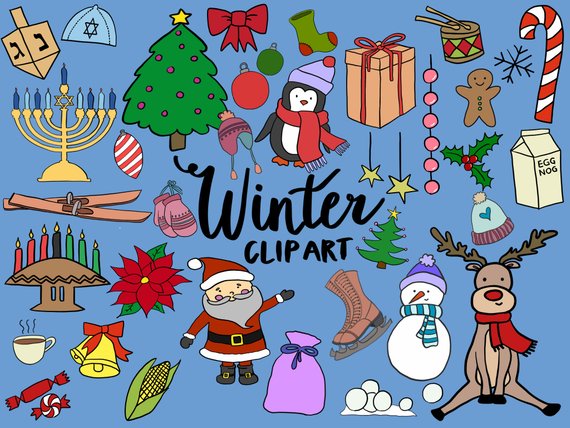 WINTER/HOLIDAY CLIPART, clip art, winter, christmas, kwanzaa.