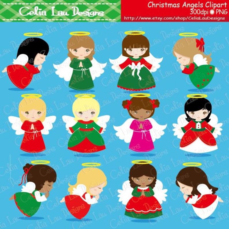 Christmas Angels Digital Clipart, Angel Clipart, Angel Clip Art, Christmas  Clipart, Holiday Clip Art.