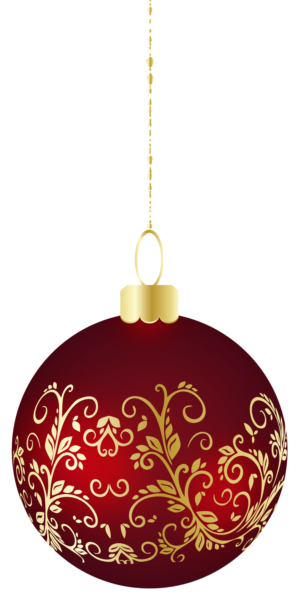 Transparent Red Snowy Christmas Ball Ornament Clipart.