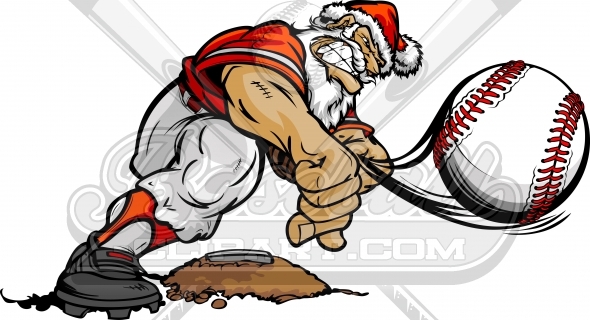 Santa Claus Pitching Vector Clipart Image.