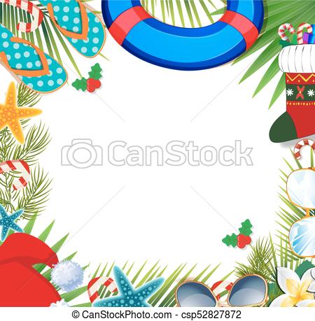 Merry christmas and happy new year border on a warm climate design  background..
