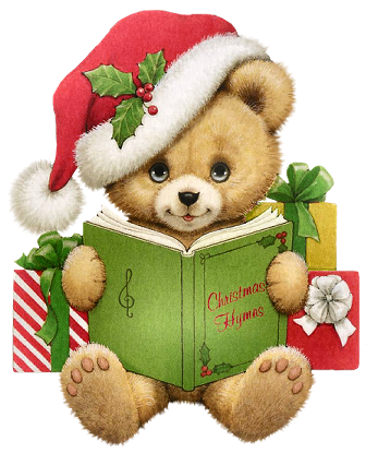 Christmas Bear with Book Transparent PNG Clipart.