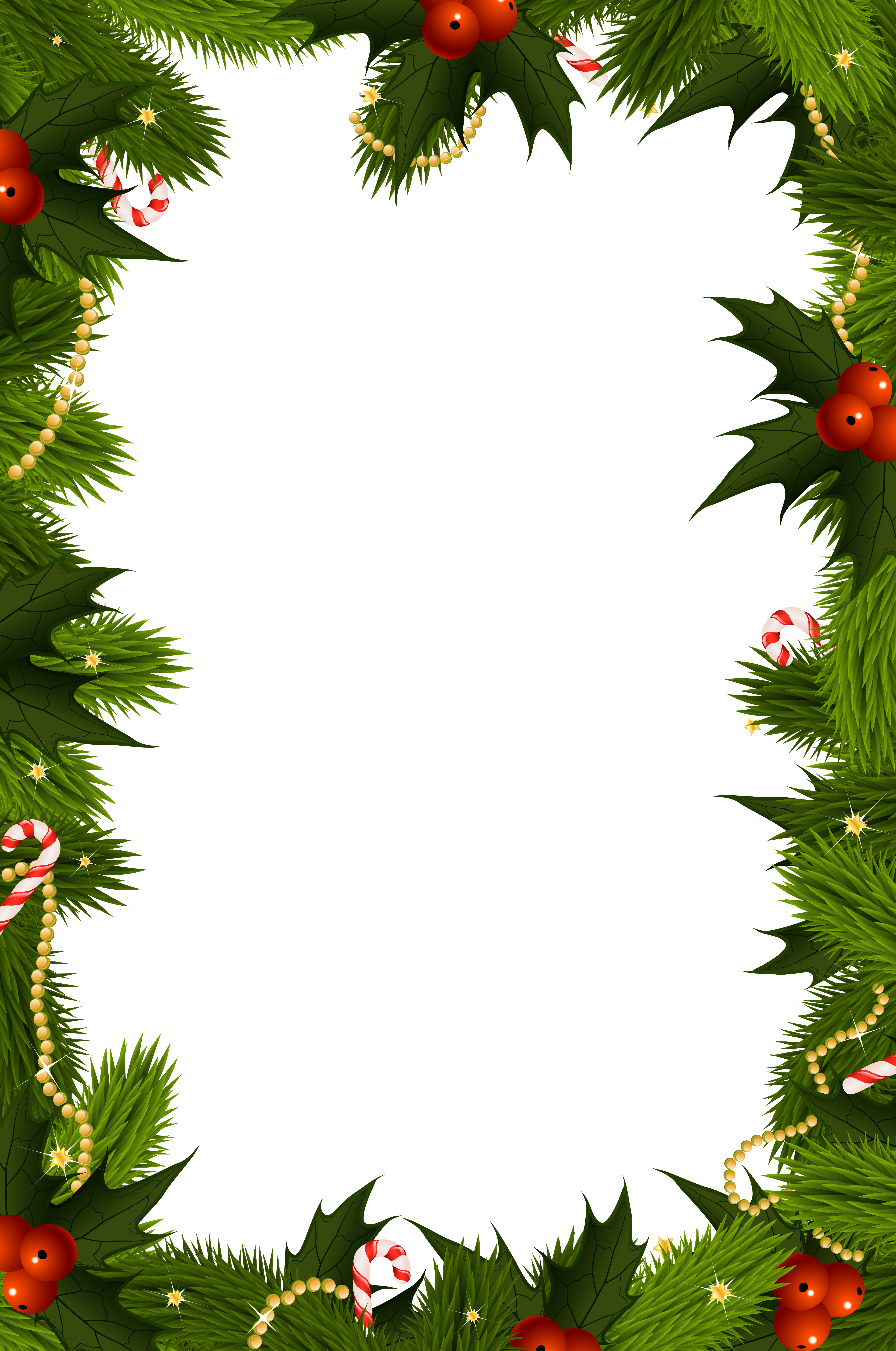 Transparent Christmas PNG Border Frame.