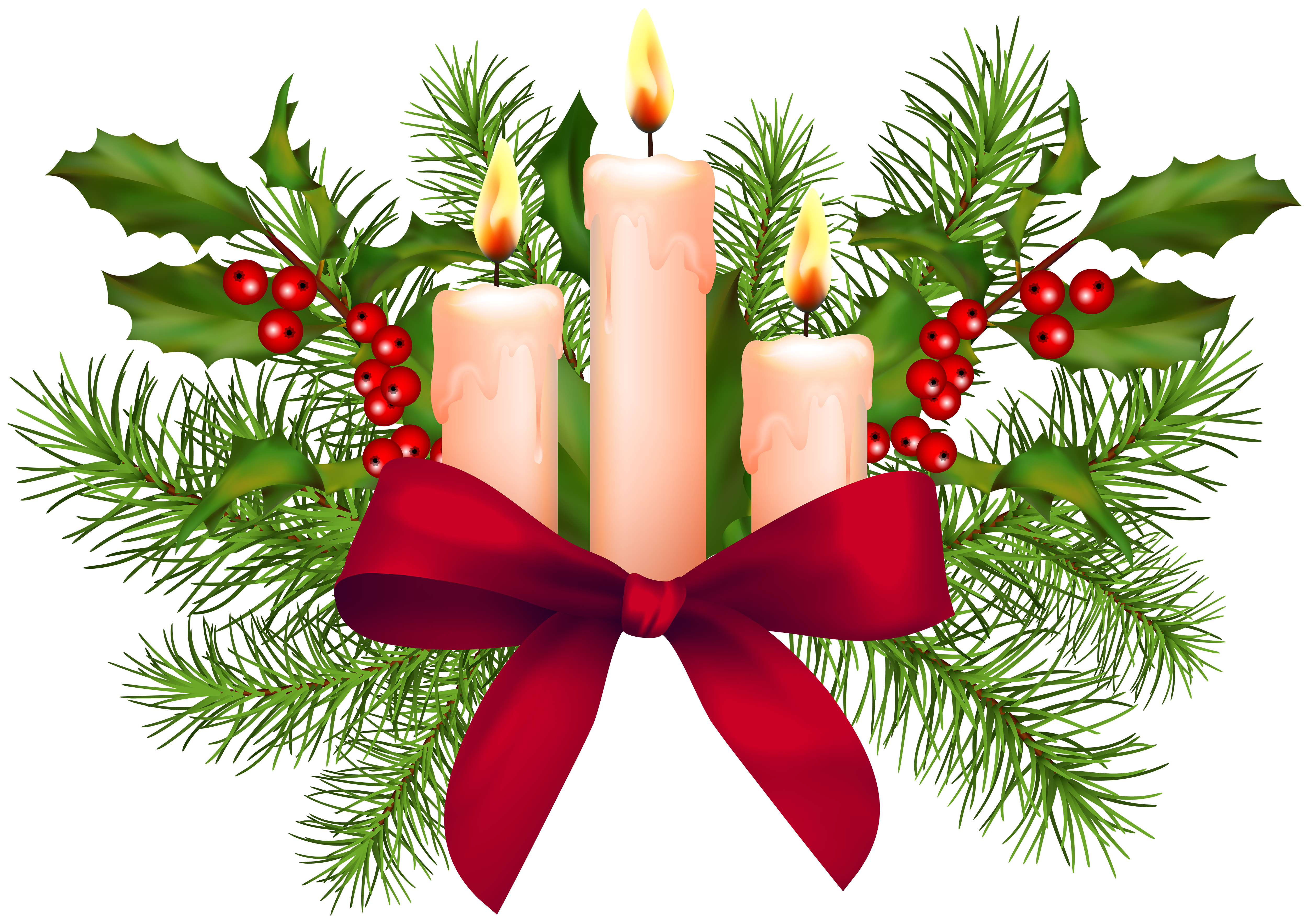 Christmas Candles Transparent PNG Clip Art.