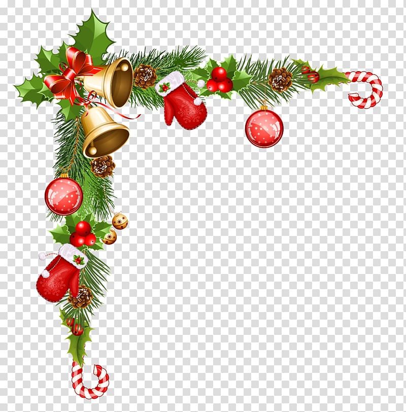 Christmas cane and ings border, Christmas ornament Santa.