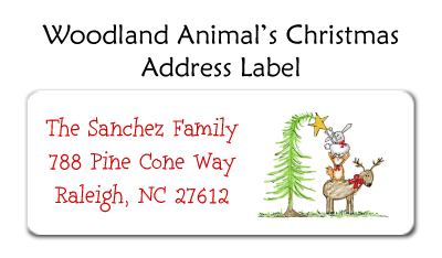 Woodland Animals Christmas Address Labels by Amy Adele.