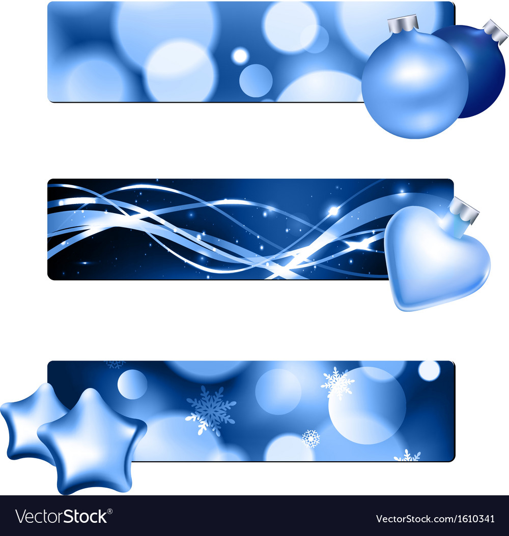 Set of shiny blue christmas labels.