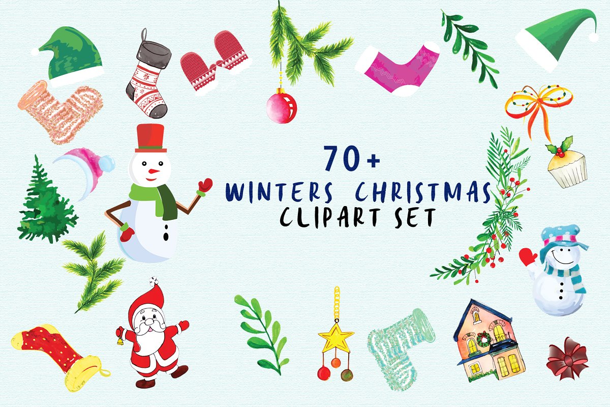 Winter Christmas Clipart Set ~ Illustrations ~ Creative Market.