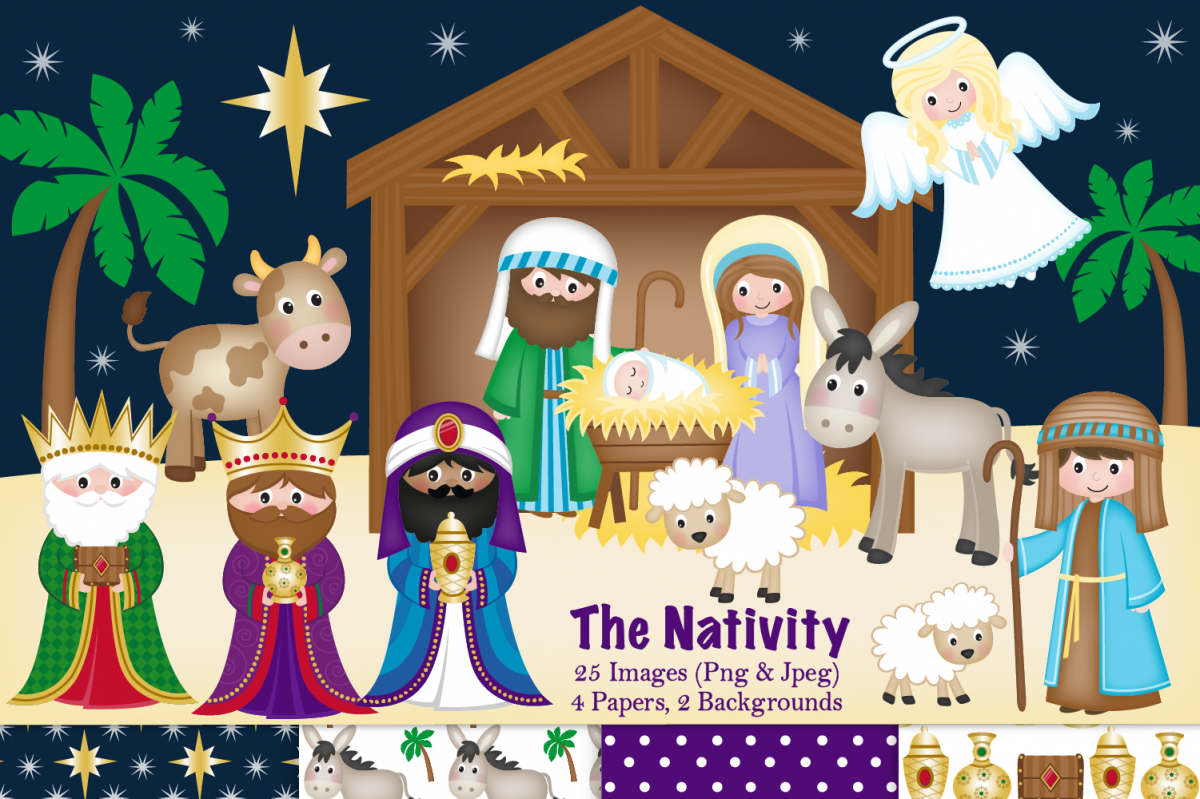 Nativity clipart, Christmas Nativity, Nativity Scene.