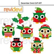 Christmas clipart: December owls clip art.