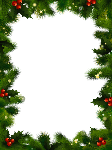 Transparent Christmas Photo Frame with Pine and Mistletoe.
