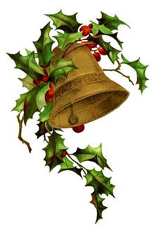 Free Clipart: Vintage Christmas Bells, Holly, Mistletoe.