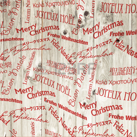 Christmas Words Pattern On Wooden Texture. Vector Royalty Free.