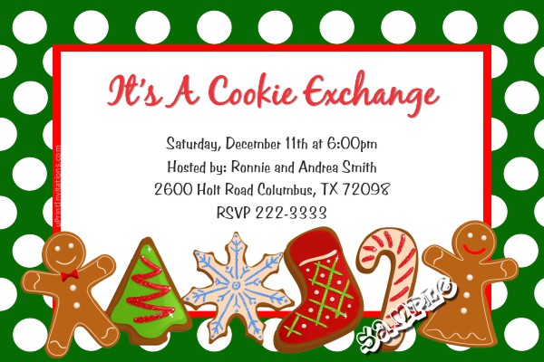 A Christmas Invitation Cookie Exchange Party.