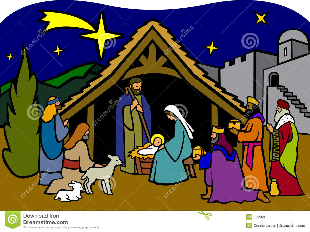 Free clip art christmas nativity scenes.