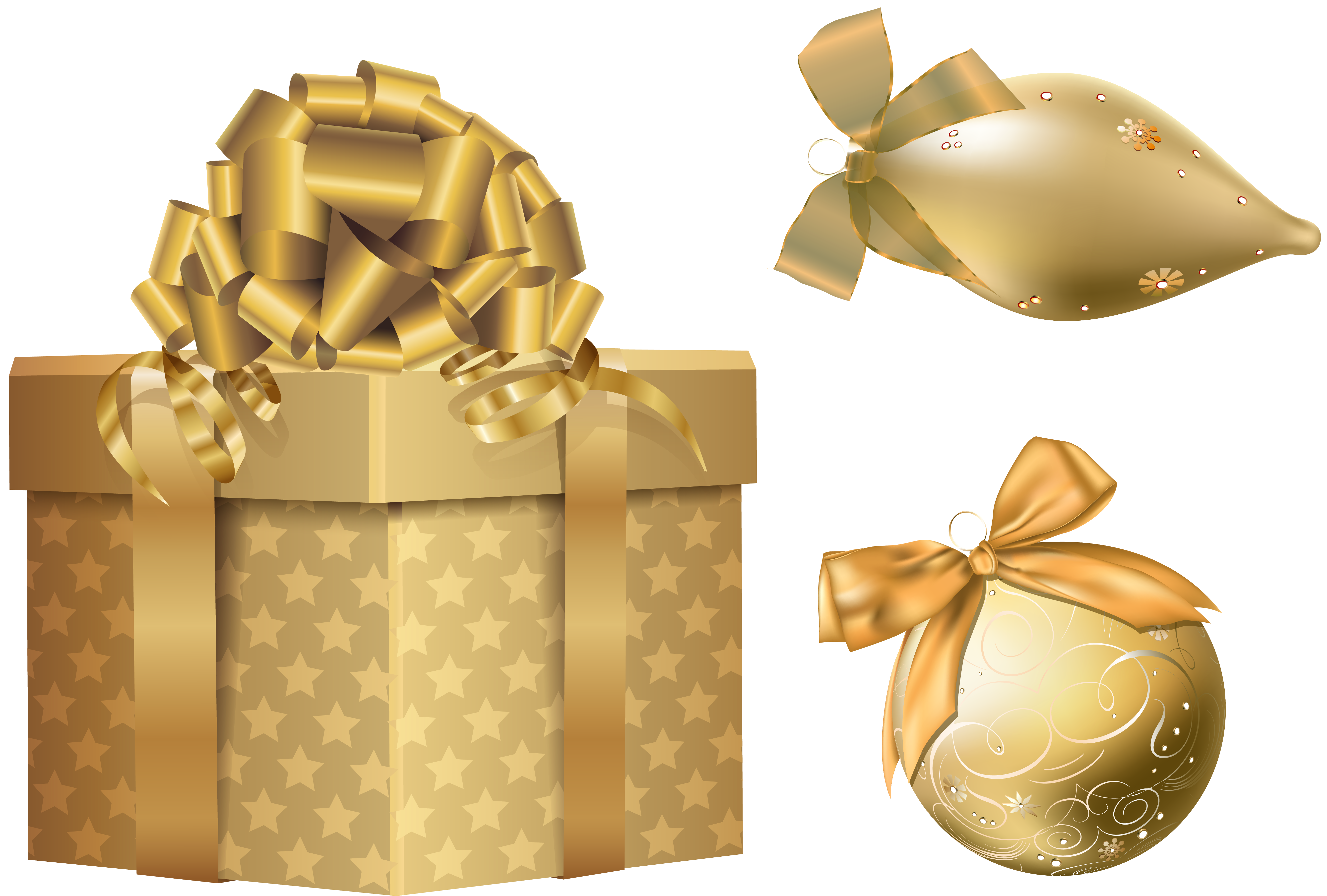 Gold Christmas Elements PNG Clipart.